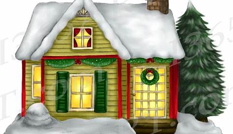 Christmas House Clipart Free Decorated Lights