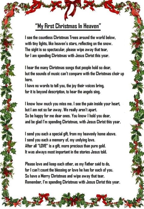 Agile My First Christmas in Heaven Poem Printable Ruby Website
