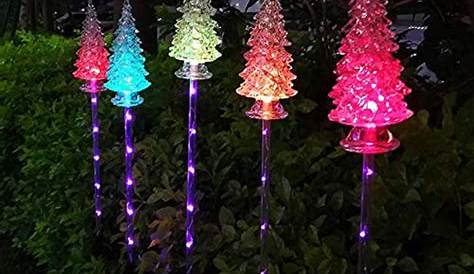 Christmas Lights Outdoor Solar 2 Pack Garden Crystal Tree Stake Light Color