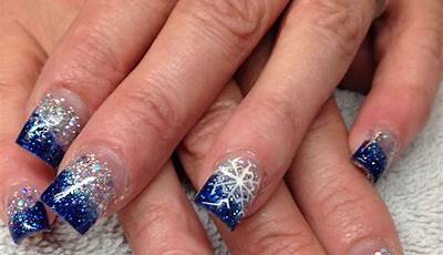 Christmas Nails Acrylic Blue And Silver