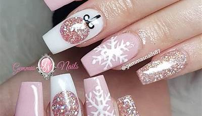 Christmas Nails Acrylic Pink And White