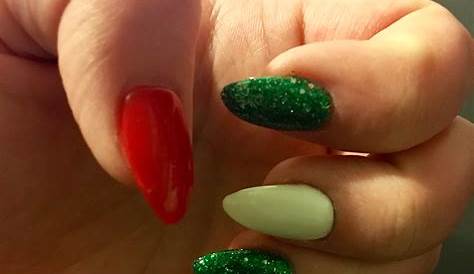 Christmas Nails Red Green And White With