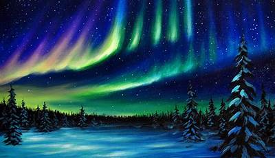 Christmas Paintings Northern Lights