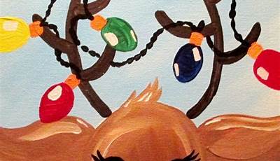 Christmas Paintings On Canvas Easy Diy Reindeer