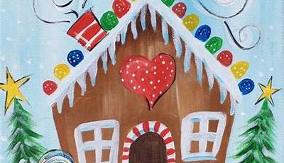 Christmas Paintings On Canvas Gingerbread House