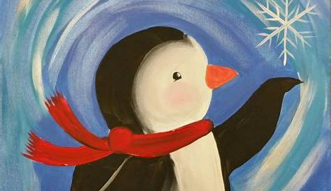 Christmas Paintings On Canvas Penguins