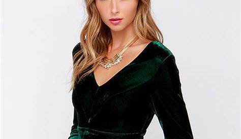 Christmas Party Dress Dark Green Short Emerald Sparkly Holiday Sparkly
