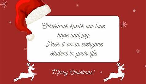 Christmas Quotes For Students Message On Card Merry & Happy New Year