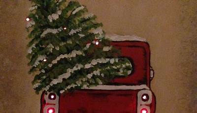 Christmas Red Truck Paintings On Canvas