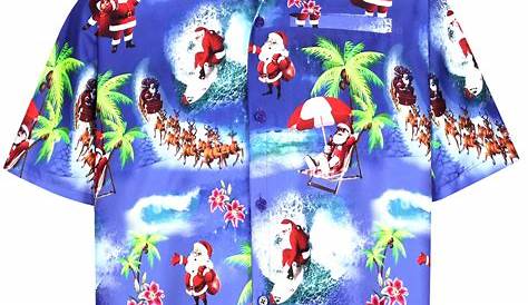 Christmas Shirts Hawaiian Shirt Mens Santa Loud Hawaii Surf Xmas Hat Etsy