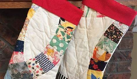 Christmas Stockings Made From Old Quilts Antique Homespun And Vintage Quilt Stocking