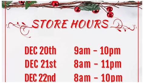 Christmas Store Hours Images Modified During The Holidays Dance Supplies