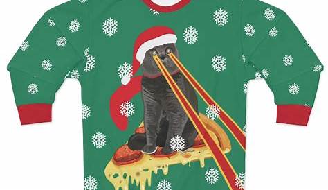 Christmas Sweater Cat Laser Eyes Funny Crewneck Pullover Ugly Sweatshirt YouTube