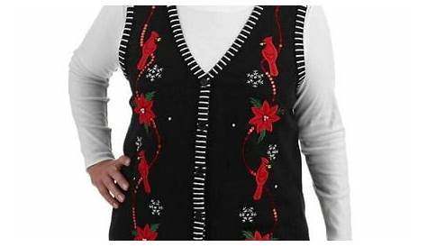 Beaded Ornaments Tacky Ugly Christmas Sweater Vest Women's Plus Size 1X