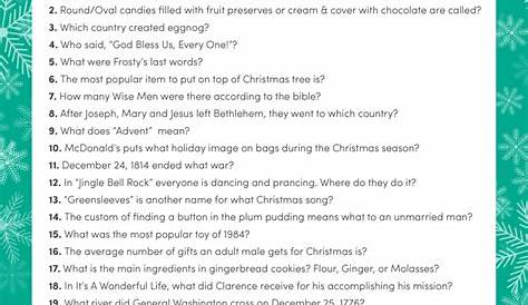 Christmas Table Quiz Names