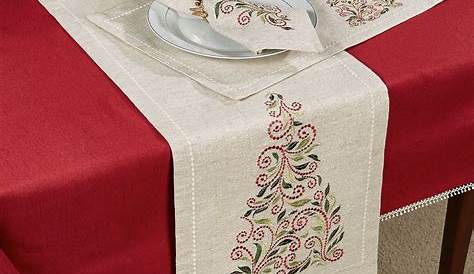 Christmas Table Runner And Napkin Set 14 Piece Linen Cloth s Placemats