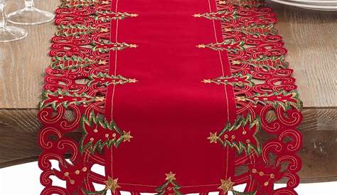 Christmas Table Runner Walmart Saro Lifestyle With Embroidered Pinecone And