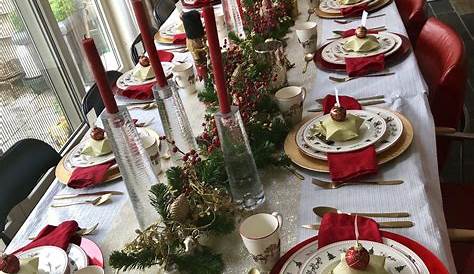 Christmas Table Set Up With Food