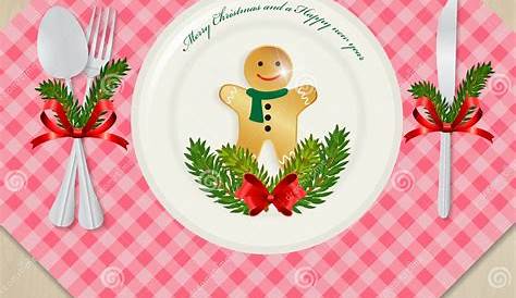 Christmas Table Setting Clip Art For Dinner Stock Vector Illustration Of