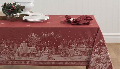 Christmas Themed Tablecloth Print Rectangle Table Cover Holiday Party Home