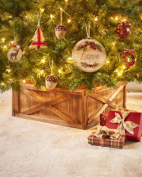 Barnwood Christmas Tree Box with Distressed Finish for Hiding Tree