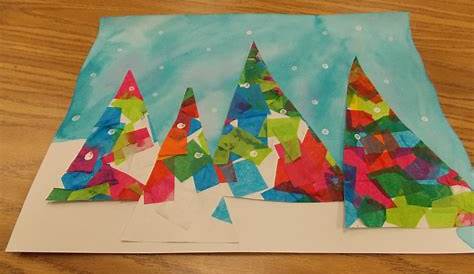 Grade 1 Christmas tree art. strips of patterned/ colour paper. Had