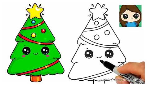 Christmas Tree Drawing Easy Cute