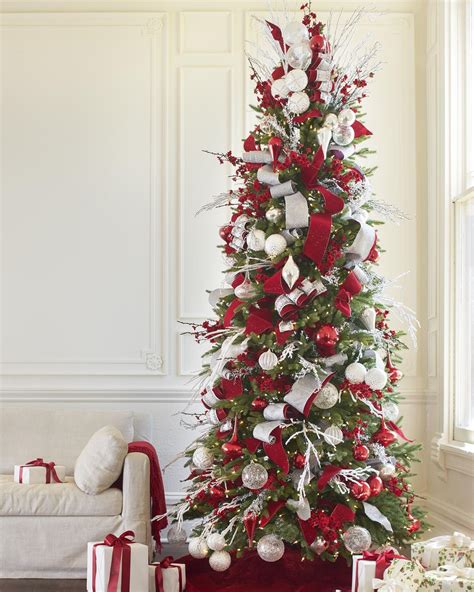 Red and Silver Christmas Tree Christmas Tree Red And Silver, Flocked