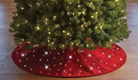 Christmas Tree Skirt Light Up Northlight 48in LED Red Quilted Velvet Iridescent