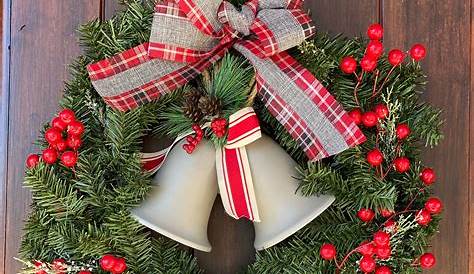 Christmas Wreath With Bells Thick Vine Farmhouse Bell Etsy