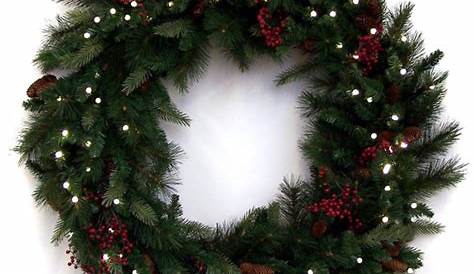 Christmas Wreath With Lights 36" PreLit White And Red Outdoor Warm White