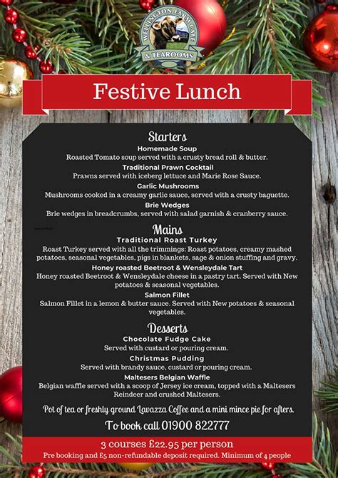 christmas dinner menus wellington nz