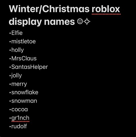 Christmas Display Names