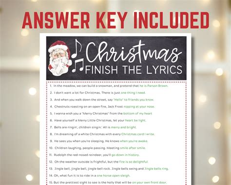 christmas finish the lyric quiz