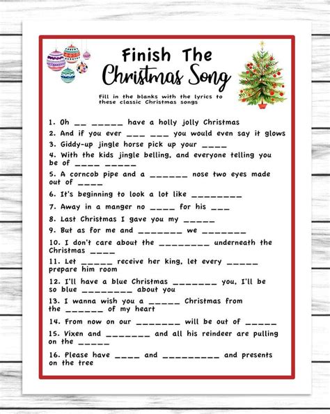 christmas finish the lyrics game