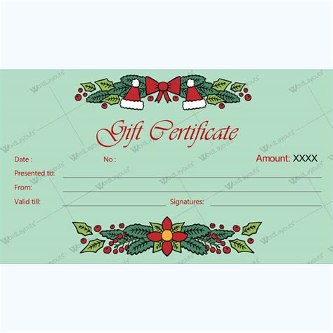 Free Printable Christmas Gift Certificate Template Word Of Blank Gift