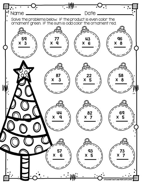 Christmas Multiplication Math Worksheets