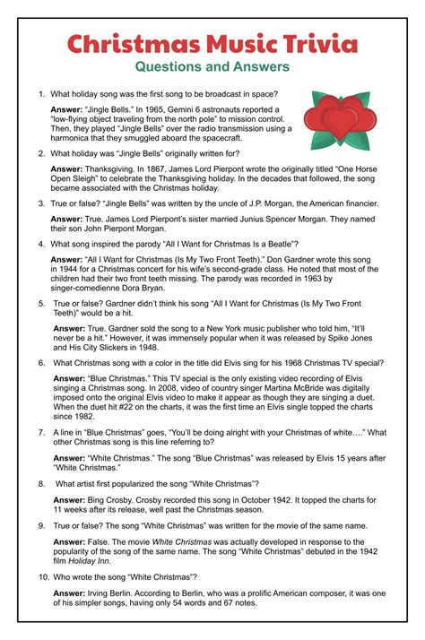 Christmas Music Trivia And Answers Python Printables