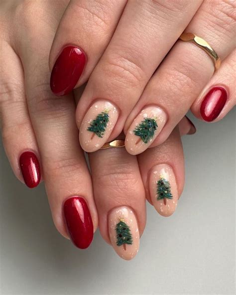 Christmas Nails Tree Red
