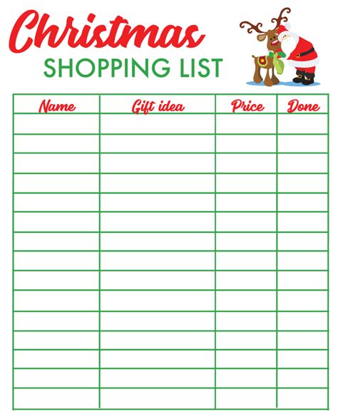 4 Best Free Printable Christmas Shopping List