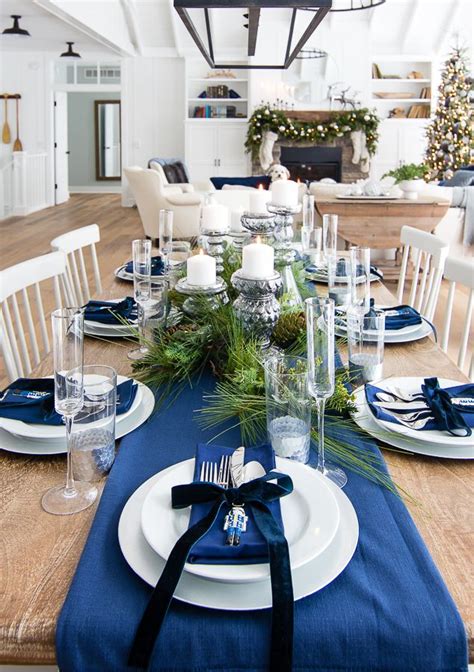 Christmas Table Settings Blue Silver