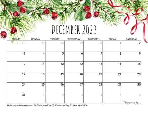 christmas theme calendar 2023