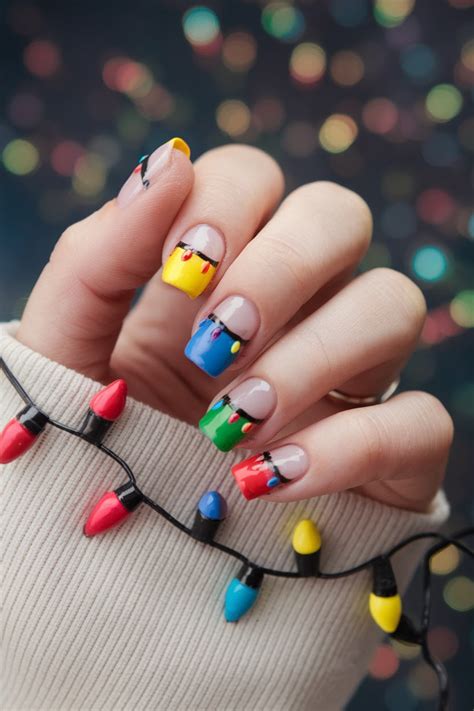 Christmas Tree Lights Nails