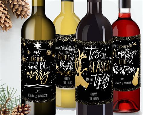 christmas wine bottle labels
