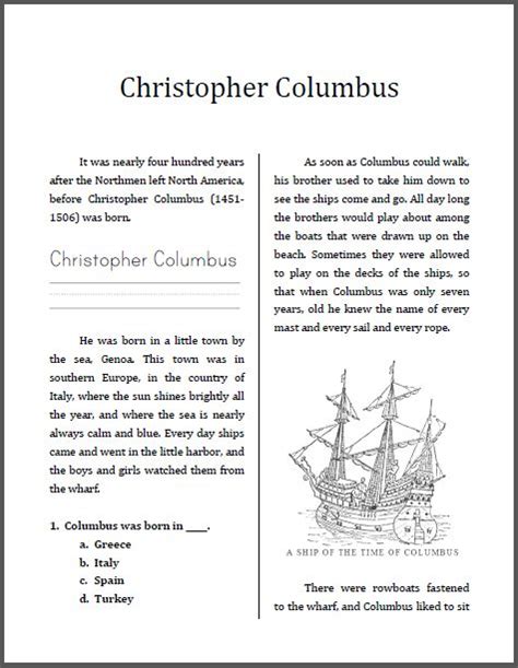 Coloring Books Columbus Day Free Online Coloring Page