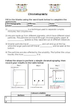 Chromatography Experiment Worksheet