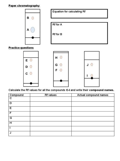 Chromatography Lab Worksheet