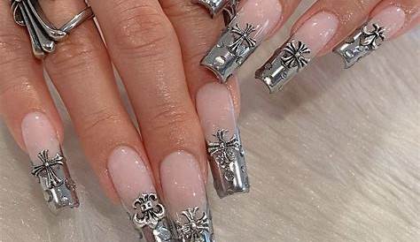 🧿 — chrome hearts inspired nails in 2021 Nails, Swag nails, Long