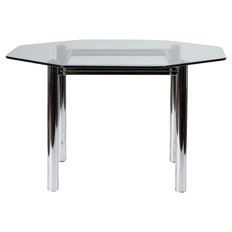 Chrome Base Glass Top Dining Table