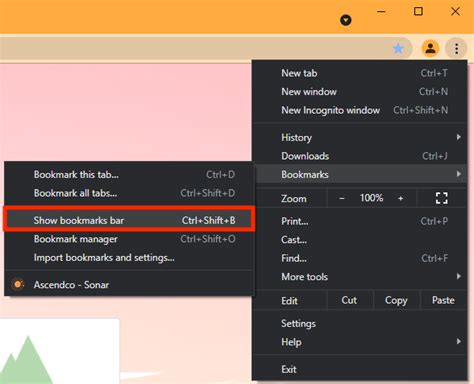 Chrome Bookmark Widget Shortcut